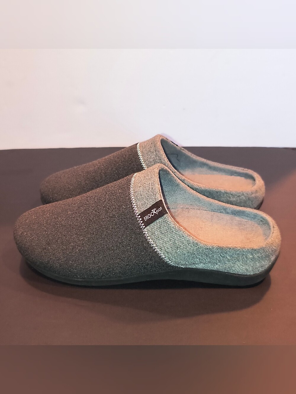 ErgoFoot Orthotic Wool Mule Slippers Clogs Gray Slip On Women 10 Men 9 EU 41